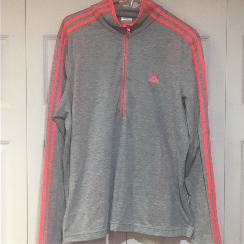 Adidas climalite half zip coral & gray jacket women’s xl
